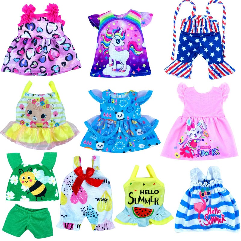 WONDOLL 12 inch Alive Baby DollClothes and Accessories  10 Sets Clothes for 1012 Inch Dolls Baby Doll Clothes Dress Outfits Accessories Christmas Birthday Gift for Kids - Image 2