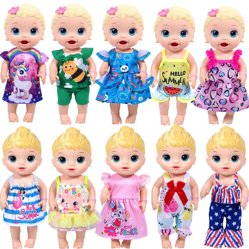 WONDOLL 12 inch Alive Baby DollClothes and Accessories  10 Sets Clothes for 1012 Inch Dolls Baby Doll Clothes Dress Outfits Accessories Christmas Birthday Gift for Kids - Image 3