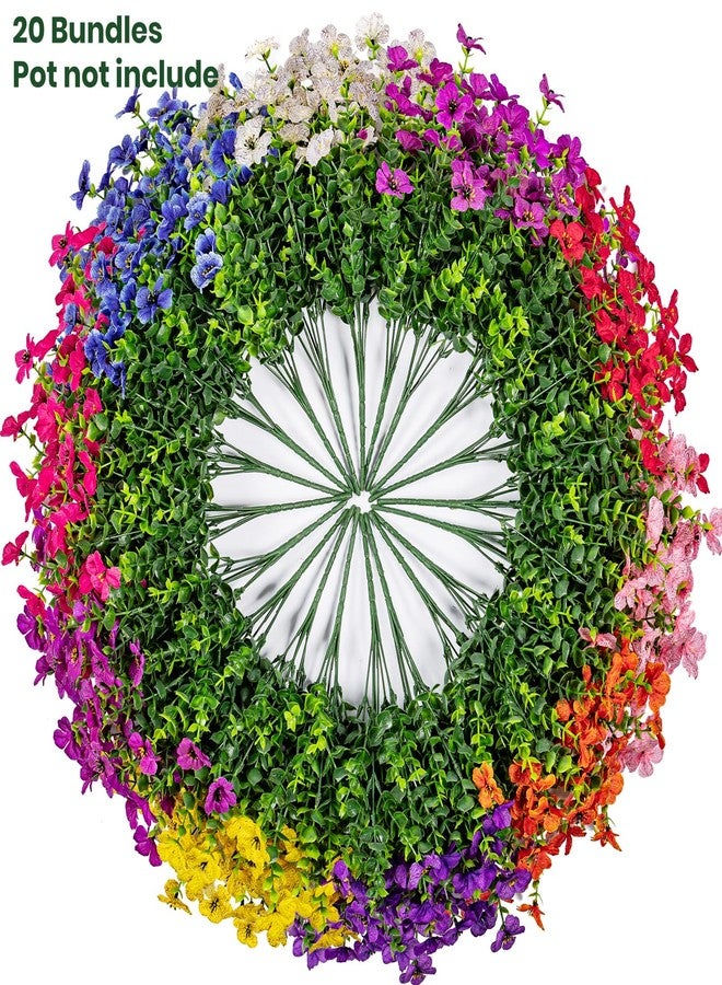 Lnoicy Artificial Fake Flowers for Outdoor 20 Bundles Faux Eucalyptus Flowers for Home Decoration,Fake Plants UV Resistant for Porch/Garden（9 Color） - Image 4