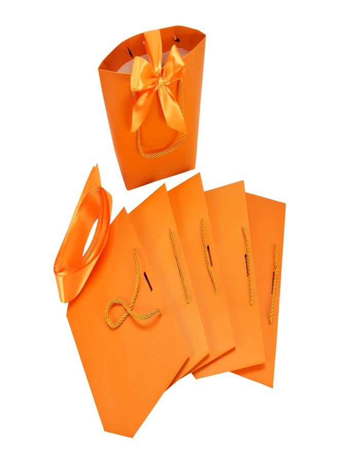 HUAPRINT Gift Bags with Handles,Party Favor Bags with Bow Ribbon,12Pcs Orange Paper Bags for Birthday Wedding Bridesmaid Present Celebration Holiday - Image 5