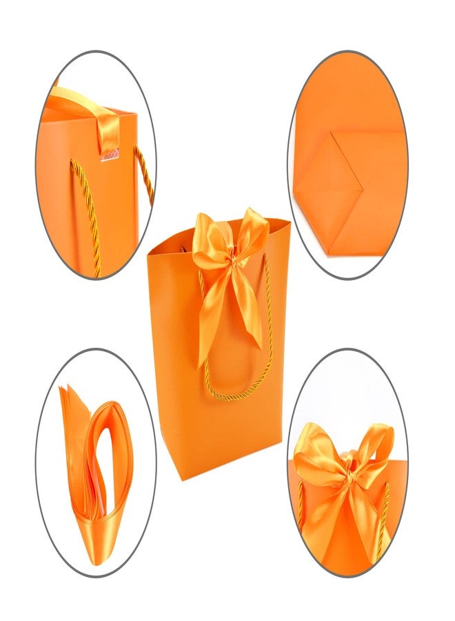 HUAPRINT Gift Bags with Handles,Party Favor Bags with Bow Ribbon,12Pcs Orange Paper Bags for Birthday Wedding Bridesmaid Present Celebration Holiday - Image 4