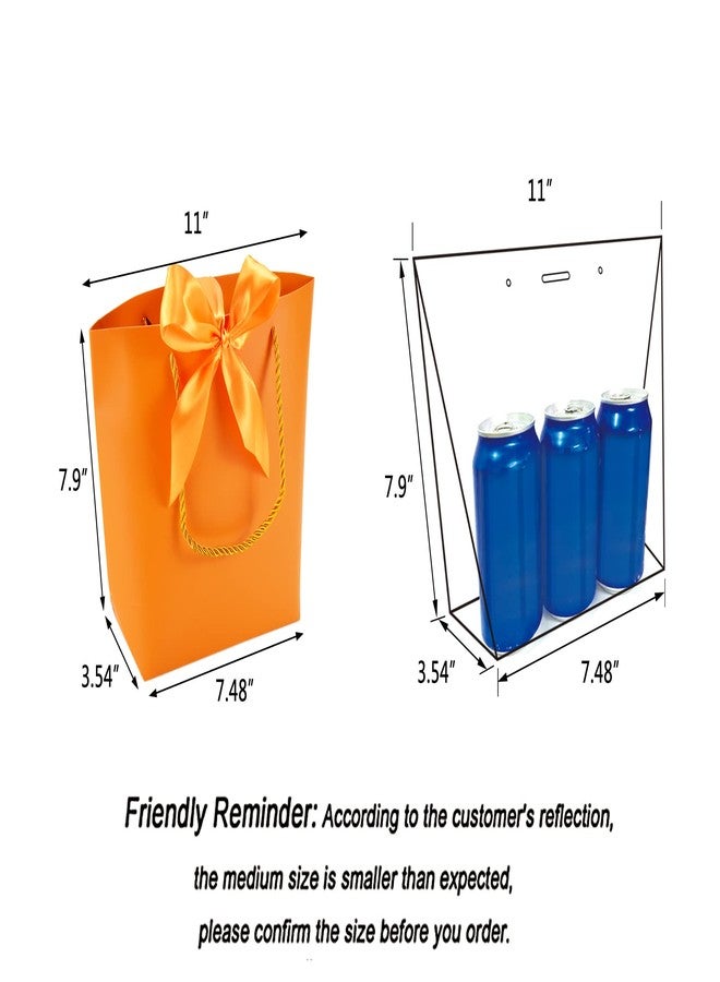 HUAPRINT Gift Bags with Handles,Party Favor Bags with Bow Ribbon,12Pcs Orange Paper Bags for Birthday Wedding Bridesmaid Present Celebration Holiday - Image 2