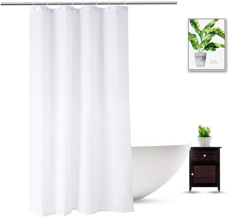 WellColor بطانة ستارة دش لكابينة الدش 48 × 72 بوصة، بوليستر مقاوم للماء، بطانة دش من القماش للحمامات ذات جودة السبا والفندق، قابلة للغسل في الغسالة، 48 × 72 بوصة، أبيض - Image 1