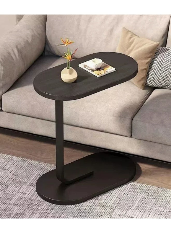 U-Shaped Oval Sofa Side Table, All Metal C-Shape End Table, Slim Narrow Accent Coffee Side Table for Living Room Bedroom Small Space Decor