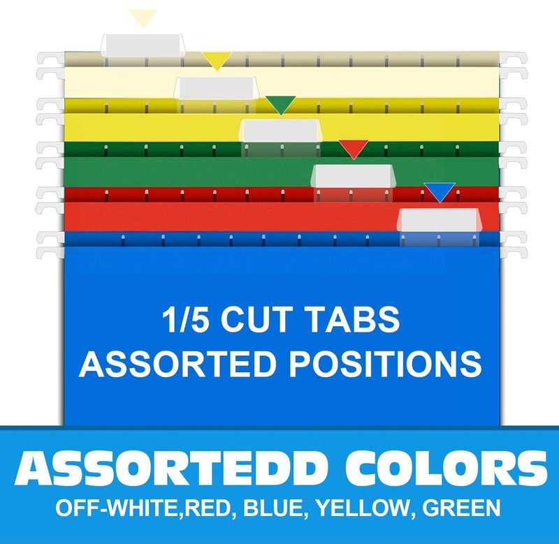 HERKKA Hanging File Folders, 60 Pack Reinforced Letter Size Hanging Folders with Heavy Duty 0 Inch Expansion, Designed for Bulky Files, Medical Charts, Adjustable Tabs, Assorted Colors - Image 4