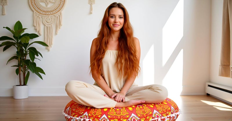 CRAFT KALA كرافت كالا 22 بوصة وسادة أرضية ماندالا للتأمل، وسادة مستديرة للبالغين، غطاء وسادة أرضية قطنية دائرية بوهيمية ماندالا، جلوس خارجي بجانب المدفأة، غرفة المعيشة، غرفة اليوغا، ديكور المنزل (زهرة برتقالية) - Image 4