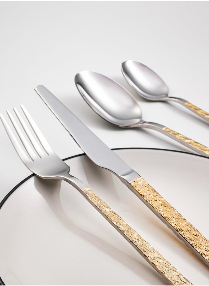 Generic 20-piece Flatware Set High-quality Stainless Steel Knives Forks Spoons Sets Golden Decorative Pattern Dishwasher-Safe Cutlery  - Image 2