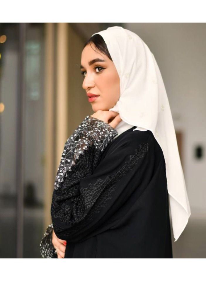 BHNS Fixed veil off-white color and multiple plain colors VIP- Chiffon veil suitable for-Abaya-Clothing-Hijab Luxurious lightweight abaya Islamic women's scarf medium shawl with high quality  - Image 2