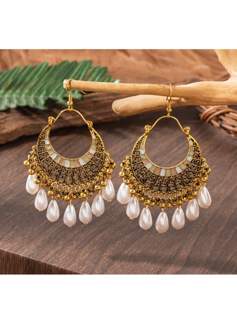 LATEEN 18K Women Gold Plated Earring Indian Jhumka Earrings Retro Ear Rings, Fashion Jewelry Earring For Weddings Party With Handbag Gift Box - Image 2
