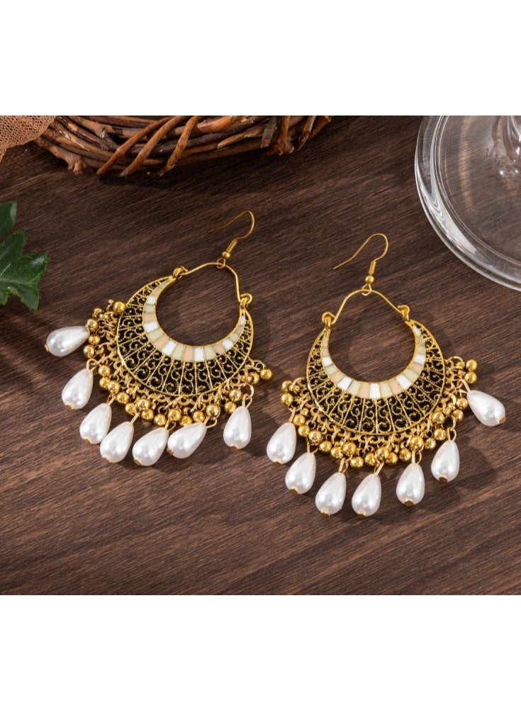 LATEEN 18K Women Gold Plated Earring Indian Jhumka Earrings Retro Ear Rings, Fashion Jewelry Earring For Weddings Party With Handbag Gift Box - Image 3