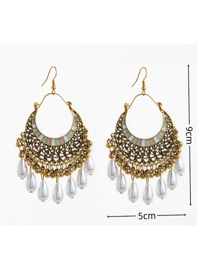 LATEEN 18K Women Gold Plated Earring Indian Jhumka Earrings Retro Ear Rings, Fashion Jewelry Earring For Weddings Party With Handbag Gift Box - Image 5