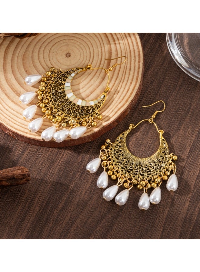 LATEEN 18K Women Gold Plated Earring Indian Jhumka Earrings Retro Ear Rings, Fashion Jewelry Earring For Weddings Party With Handbag Gift Box - Image 4