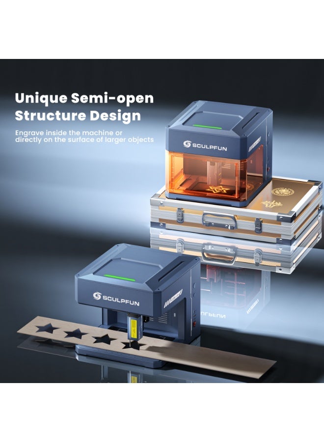 سكلبفون SCULPFUN iCube Ultra 12W آلة النقش بالليزر, عالية الدقة الخشب أكريليك الليزر النقش القطع, وظيفة التركيز التلقائي مدمجة في تصفية الهواء, 150x150mm منطقة العمل - Image 4
