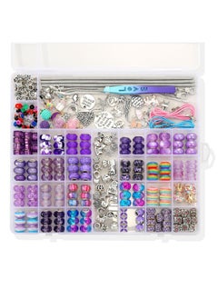305 PCS Large Hole Beads Garden Decor Beaded Loose Slide Beads for DIY Bracelet Jewelry Making Purple
