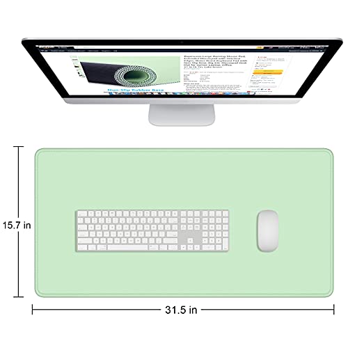 Dapesuom Large Gaming Mouse Pad, Extended Mouse Mat with Stitched Edges, Full Size Keyboard Pad with Non-Slip Base, Big XXL Computer Desk Mats for Gamer, Laptop, Office, 31.5 x 15.7in, Lake Green - Image 2
