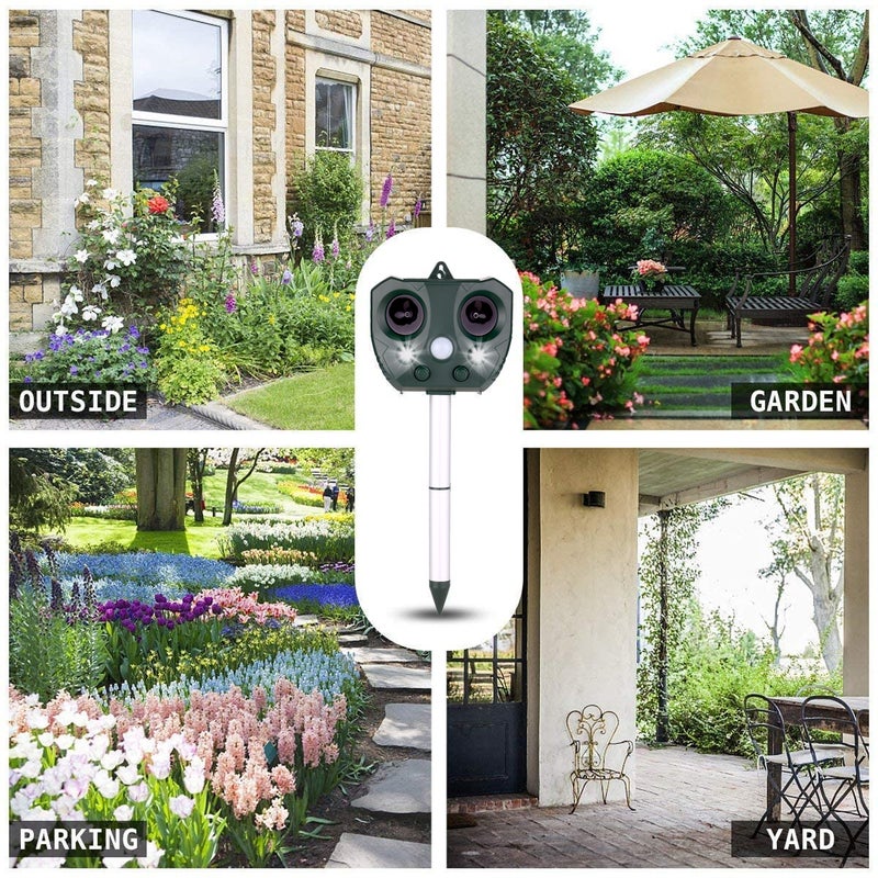 Solar Ultrasonic Repeller Waterproof Outdoor Animal Expeller with Motion Sensor and Flashing Light Repeller for Cats Dogs - Image 3