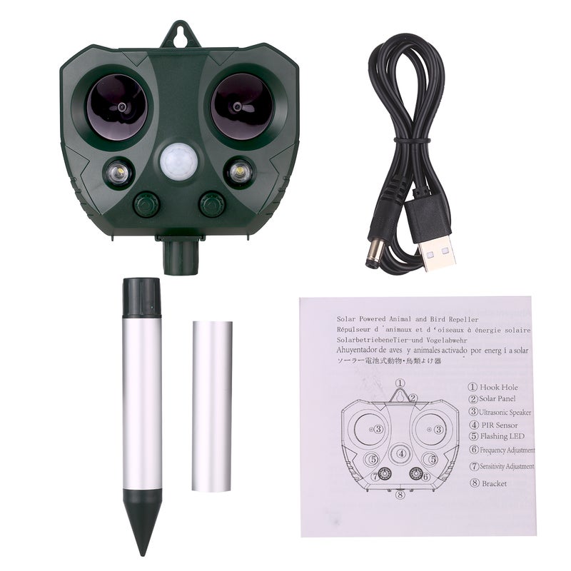 Solar Ultrasonic Repeller Waterproof Outdoor Animal Expeller with Motion Sensor and Flashing Light Repeller for Cats Dogs - Image 2