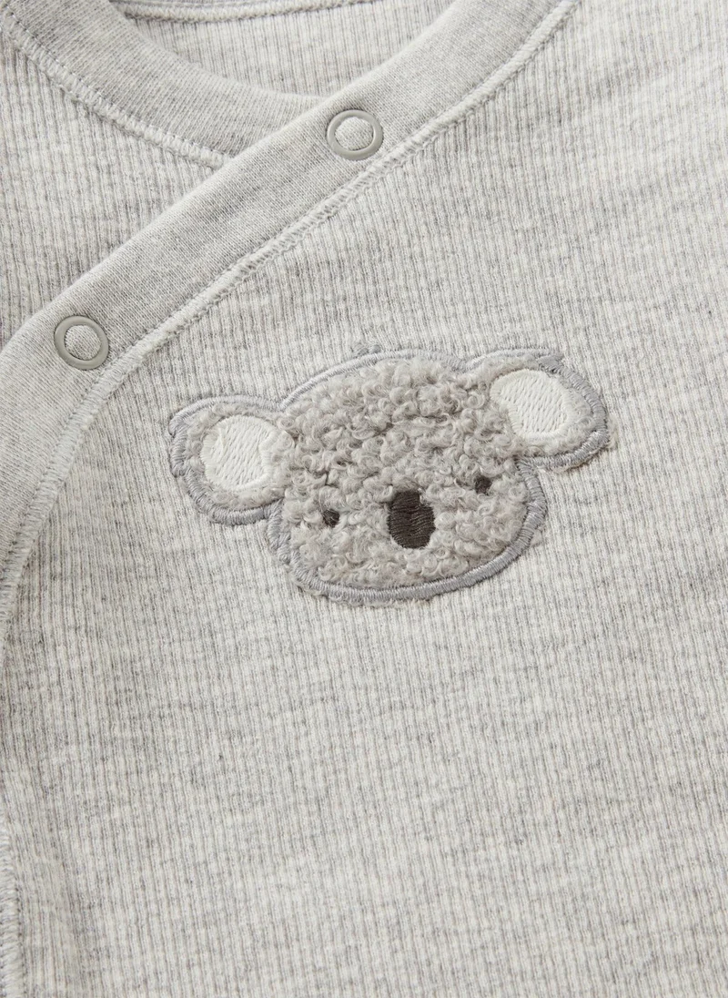 ماتلان طقم بودي سوت وسروال مخطط باللون الرمادي من قطعتين بتصميم الكوالا