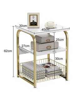 LEDIN End Table Sofa Side Table Bedside Desk Nightstand with Storage Basket for Living Room Bedroom Office Balcony White Easy to Assemble  - Image 5