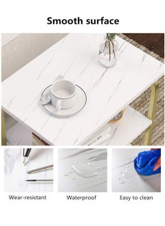 LEDIN End Table Sofa Side Table Bedside Desk Nightstand with Storage Basket for Living Room Bedroom Office Balcony White Easy to Assemble  - Image 3