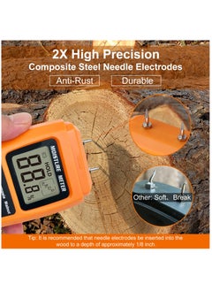 Excefore Wood Moisture Meter For Logs Firewood, Moisture Meter For Wood Firewood Moisture Meter For Lumber, Digital Moisture Detector, Pin-Type Water Leak Detector Tester For Wood Firewood Paper Floor, Yellow  - Image 4