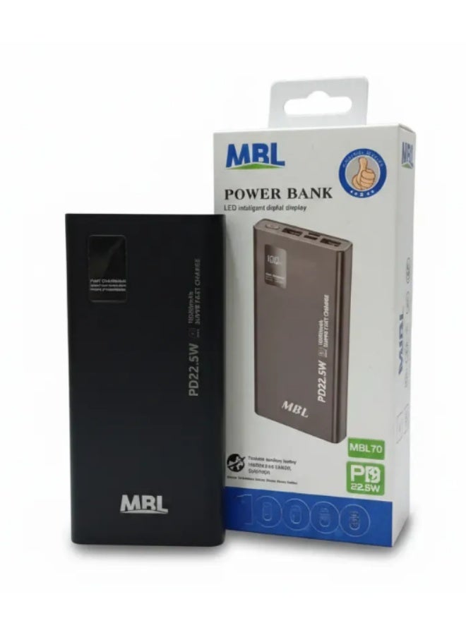 MBL بنك طاقة MBL 10000mAh شحن سريع 22.5W، أسود - Image 2