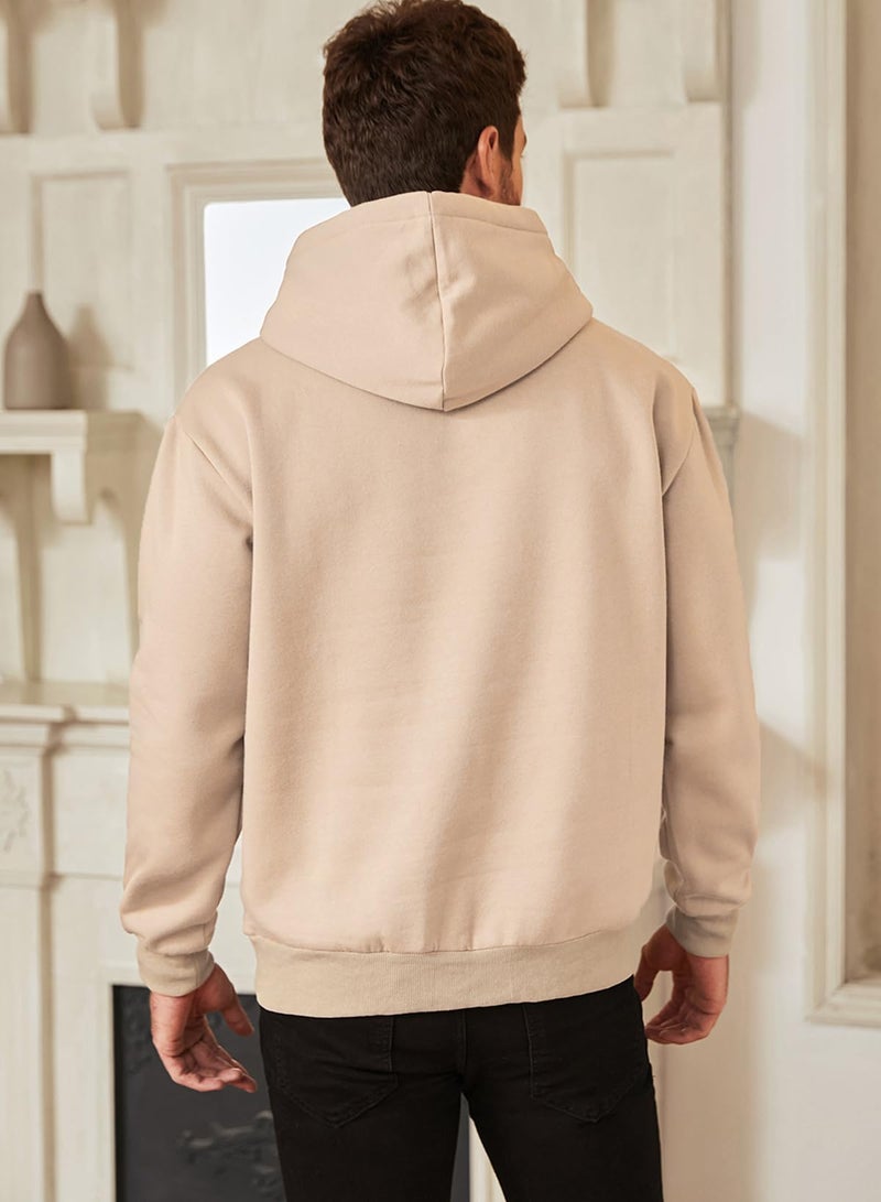 JMIERR Men's Lightweight Cotton Essential Hoodies Winter Casual Mens Oversized Hoodie Loose Fit Drawstring Pullover Shrits Sweater Khaki - Image 2