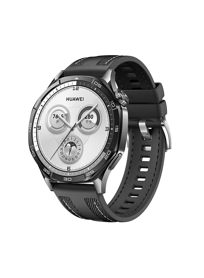 O Ozone 22mm Nylon Strap For HUAWEI Watch GT 5 / GT 4 / GT 3 / GT 2 Pro / Watch 4 /5 Pro 46mm, Nylon& Silicone Replacement Watch Strap for Men and Women-Black - Image 1