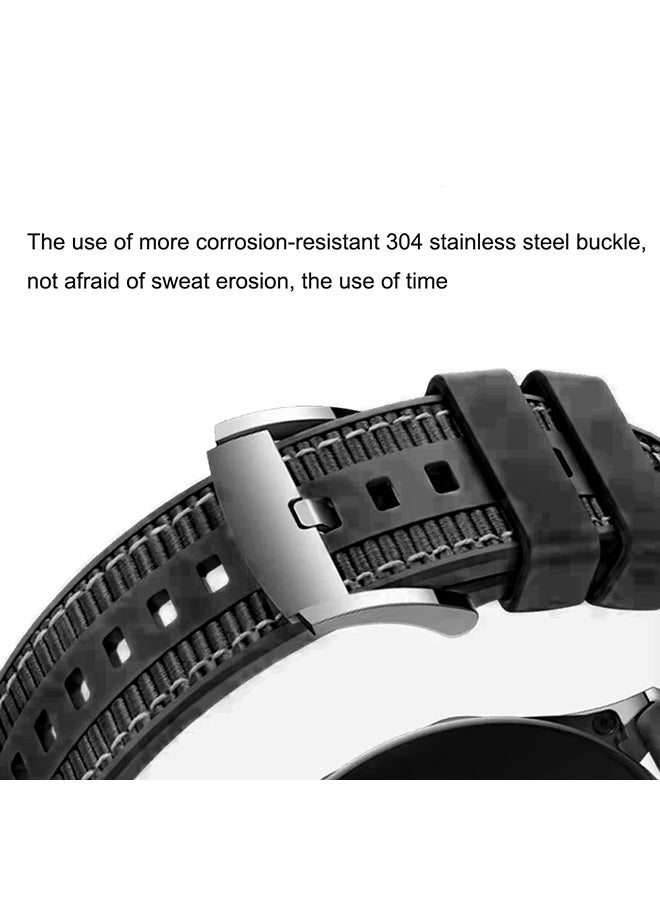 O Ozone 22mm Nylon Strap For HUAWEI Watch GT 5 / GT 4 / GT 3 / GT 2 Pro / Watch 4 /5 Pro 46mm, Nylon& Silicone Replacement Watch Strap for Men and Women-Black - Image 4