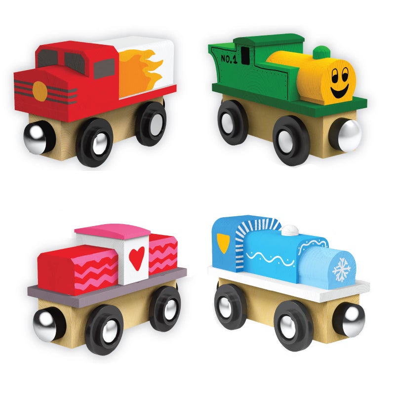 Orbrium 24 Unpainted Wooden Trains Engines Cars Compatible with Thomas Brio Magnetic Toy Trains for Kids Boys Girls Train Theme Birthday Party Favors Craft DIY Creative Activity - Image 3