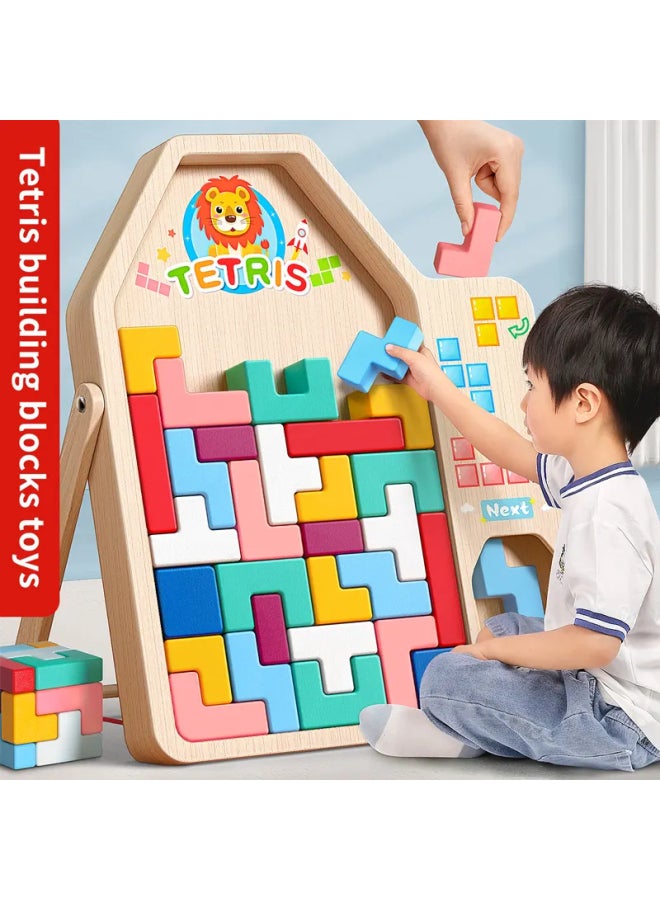 TETRIS Wooden Multifunctional Building Blocks Puzzle For Kids - Multicolor - Image 3