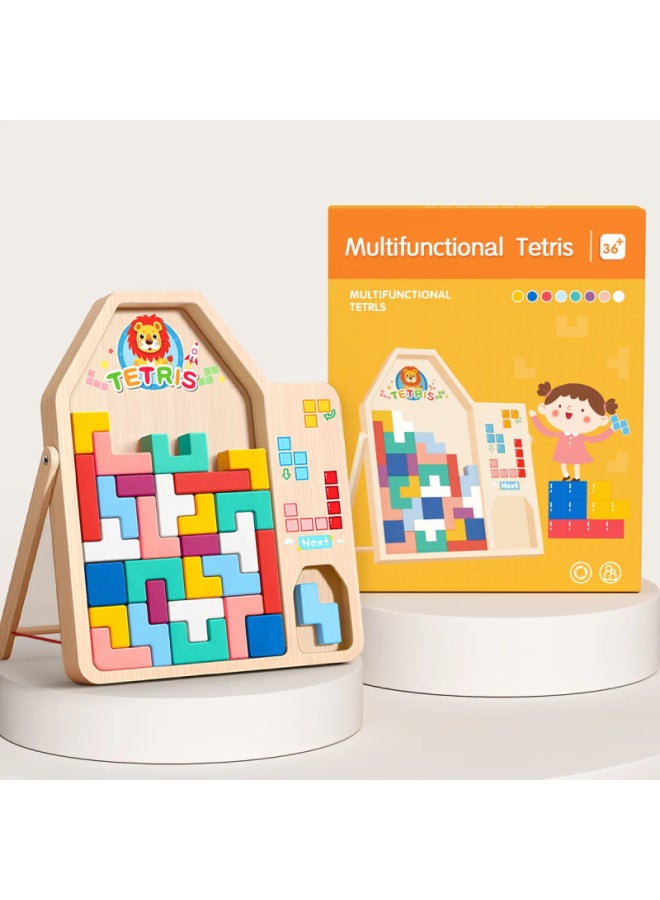 TETRIS Wooden Multifunctional Building Blocks Puzzle For Kids - Multicolor - Image 2