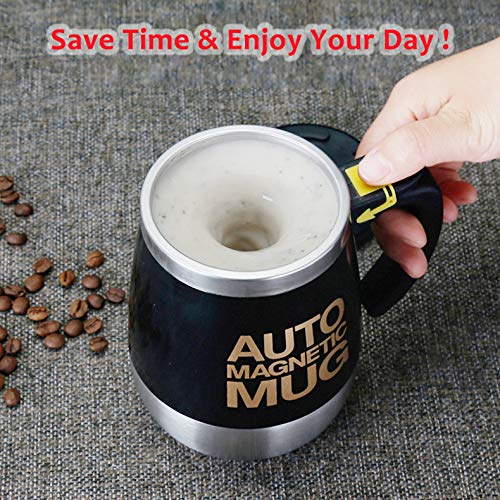 daasigwaa Rechargeable Self Stirring Mug - Magnetic Electric Auto Mixing Stainless Steel Cup for Office/Kitchen/Travel/Home Coffee/Tea/Hot Chocolate/Milk-390 ml/13.2 oz(Pink) - Image 2