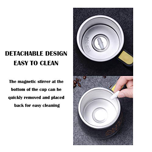 daasigwaa Rechargeable Self Stirring Mug - Magnetic Electric Auto Mixing Stainless Steel Cup for Office/Kitchen/Travel/Home Coffee/Tea/Hot Chocolate/Milk-390 ml/13.2 oz(Pink) - Image 3