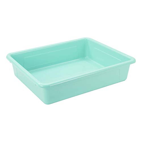 Storex Letter Size Flat Storage Tray – Organizer Bin for Classroom, Office and Home, Teal, 5-Pack (62522A05C), 10 x 13 x 3 Inches - Image 4