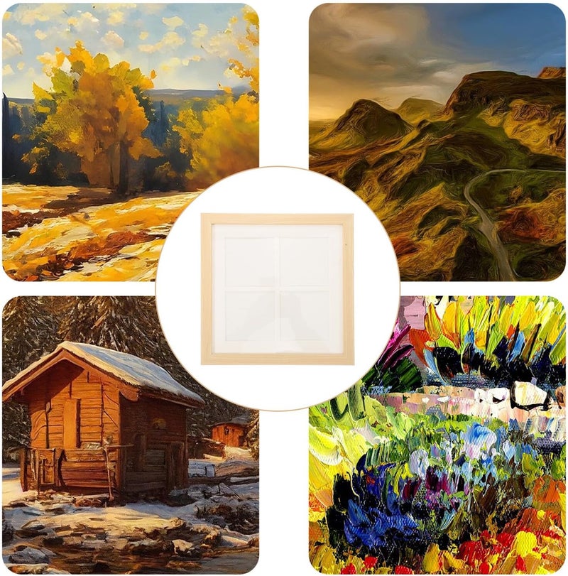 GALPADA Wooden Canvas Picture Frame 10x10 Cm Rustic Floating Oil Painting Frame for Wall and Tabletop Display - Image 3