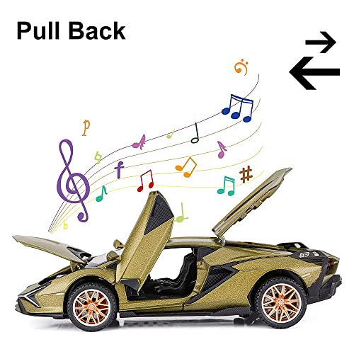 Coelon 1:32 Diecast Metal Car Model Sian Toy Cars For Kids Pull Back Openable Doors With Light Sound, Multicolor - Image 4