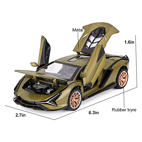 Coelon 1:32 Diecast Metal Car Model Sian Toy Cars For Kids Pull Back Openable Doors With Light Sound, Multicolor - Image 2