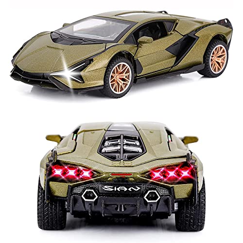 Coelon 1:32 Diecast Metal Car Model Sian Toy Cars For Kids Pull Back Openable Doors With Light Sound, Multicolor - Image 3