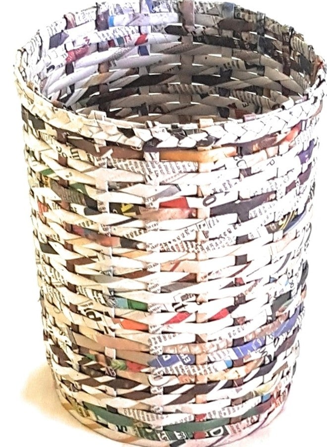 Sonas Creation Paperus, Small Size 8 Inch TALL, 5 Liter, Color Natural, Open Top Waste Basket, Dustbin, Trashcan, Paper Bin, Storage Basket, Eco-friendly, Handmade, of Paper Ropes - Image 1