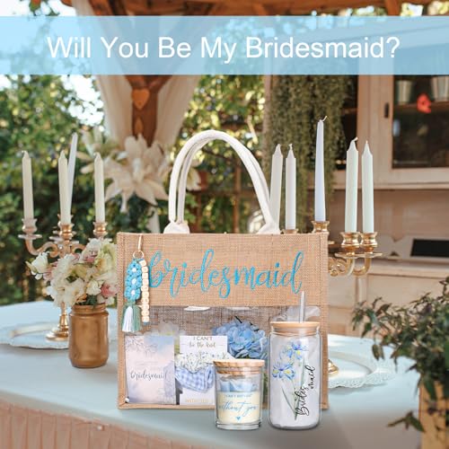 Elysirise Bridesmaid Gifts,Bridesmaids Proposal Bag,Will You Be My Bridesmaid,Bridesmaids Proposal Tote Bag Glass Cup Gifts for Wedding Day - Image 2