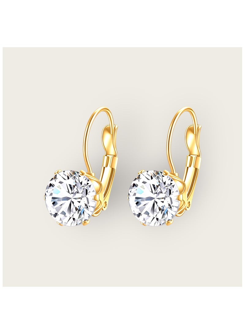 كاف كريشنس أقراط كاف كرييشنز من الفولاذ المقاوم للصدأ مطلية بالذهب عيار 18 قيراط للنساء والفتيات، شديدة الكثافة، مقاومة للماء، مع مسمار، زركونيا مكعب، الحجم: 2 × 1.1 سم، لا تسبب الحساسية، تدوم طويلاً ولا تفقد بريقها. - Image 2