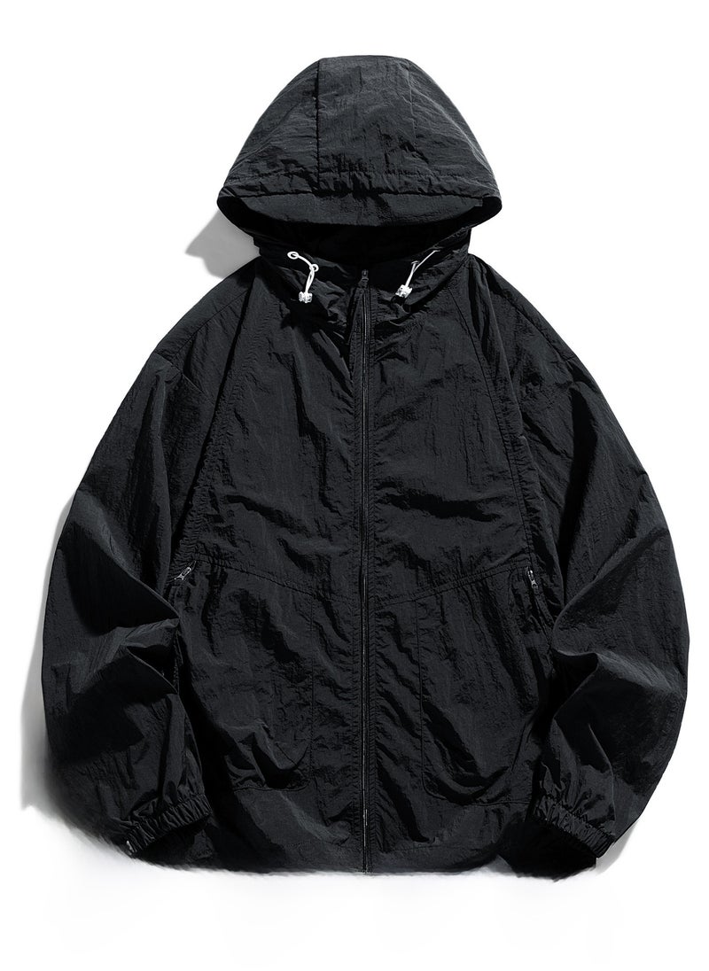 Generic Summer UV Protection Ice Silk Sunproof Skin Jackets for Men Black 