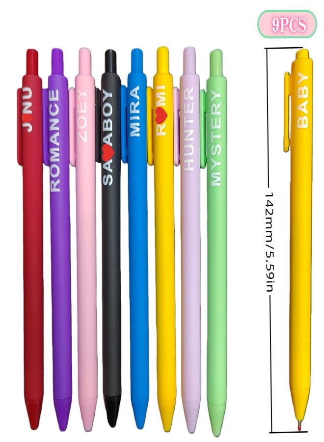 playneeu Kpop Merch Pen Set - 9 Colorful Gel Pens Inspired by Virtual Idol Characters, Black Ink Writing Pens for Fans, Cute Stationery Gift for Students & Music Lovers - Image 4