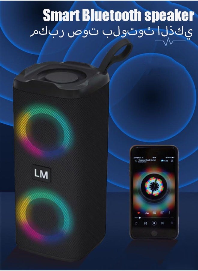 مكبر صوت بلوتوث محمول مقاوم للماء IPX7 مع صوت ستيريو عالي 24 وات، مكبر صوت خارجي مع بلوتوث 5.0 أضواء RGB ذات جهير عميق مع اقتران مزدوج لمدة 5 ساعات للحفلات المنزلية باللون الأسود