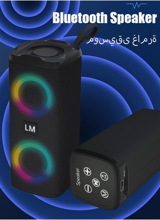 مكبر صوت بلوتوث محمول مقاوم للماء IPX7 مع صوت ستيريو عالي 24 وات، مكبر صوت خارجي مع بلوتوث 5.0 أضواء RGB ذات جهير عميق مع اقتران مزدوج لمدة 5 ساعات للحفلات المنزلية باللون الأسود