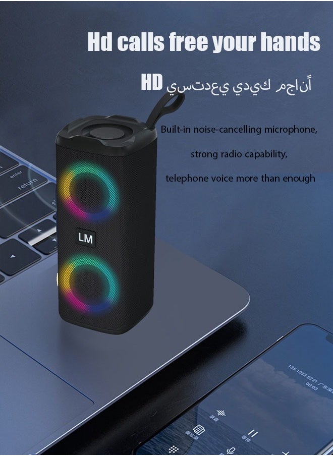 مكبر صوت بلوتوث محمول مقاوم للماء IPX7 مع صوت ستيريو عالي 24 وات، مكبر صوت خارجي مع بلوتوث 5.0 أضواء RGB ذات جهير عميق مع اقتران مزدوج لمدة 5 ساعات للحفلات المنزلية باللون الأسود