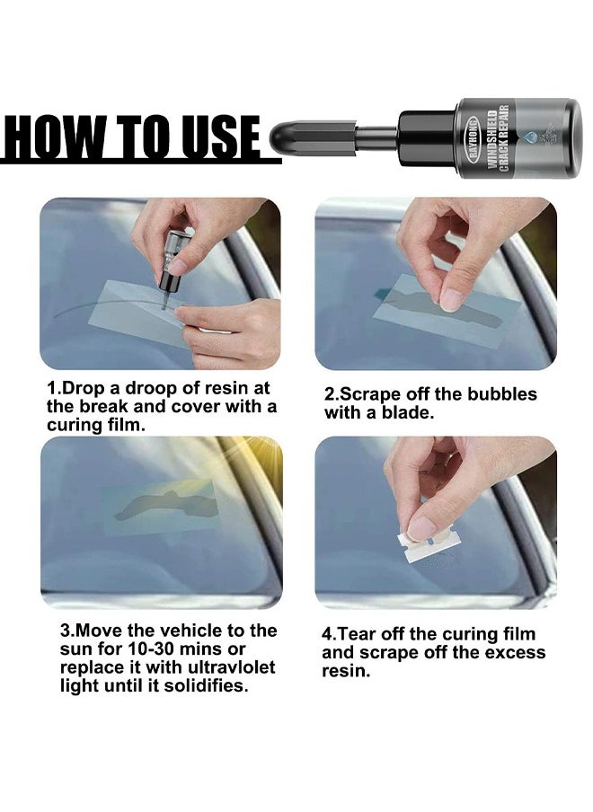 Windshield Crack Repalr For Glass Crack Repair Adhesive, For Chips And Cracks Car Glass Repair Kit, Cracks Gone Glass Kit Automotive Windscreen Tool For Fixing Chips