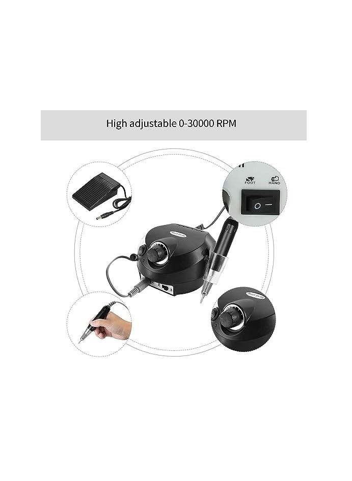 ORiTi ORiTi Electric Nail Drill Machine 30000RPM E-file Electric Nail File Grinder Polisher Kit Manicure Pedicure Drill for Acrylic Gel Nails EU Plug (EU BLACK) DM-202 - Image 4