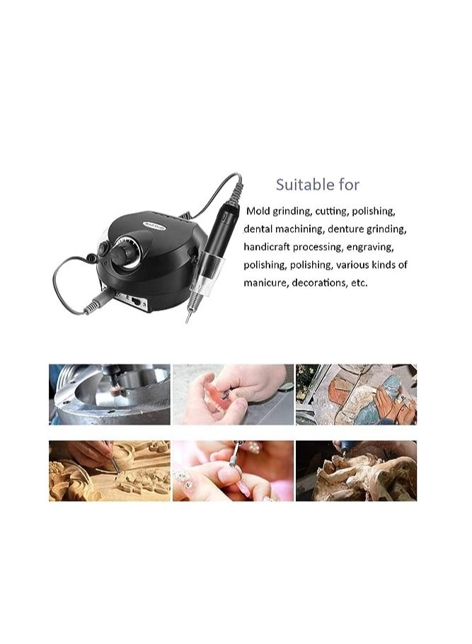 ORiTi ORiTi Electric Nail Drill Machine 30000RPM E-file Electric Nail File Grinder Polisher Kit Manicure Pedicure Drill for Acrylic Gel Nails EU Plug (EU BLACK) DM-202 - Image 3